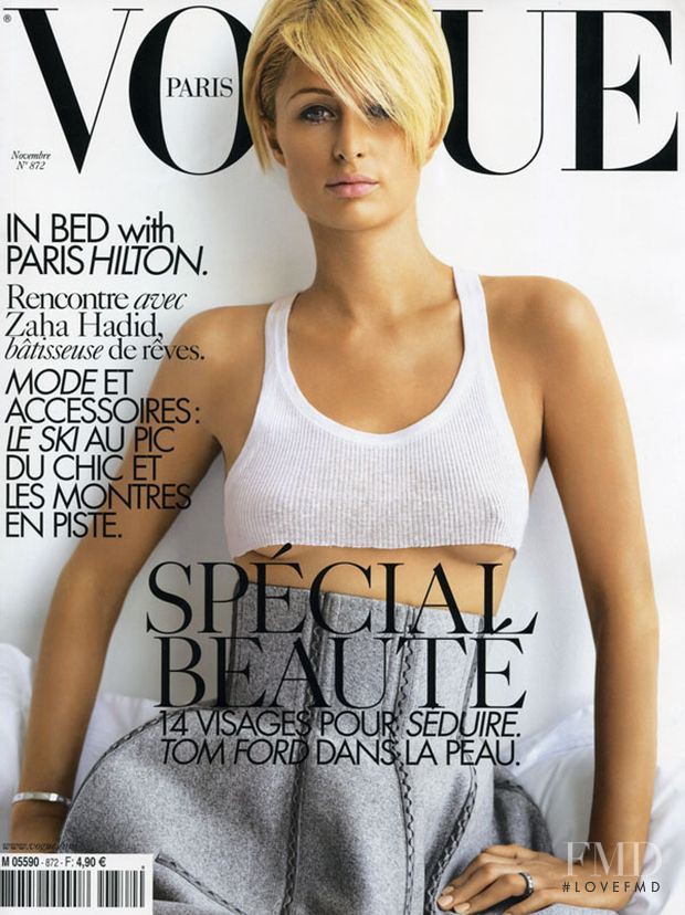 Paris Hilton featured on the Vogue France cover from November 2006