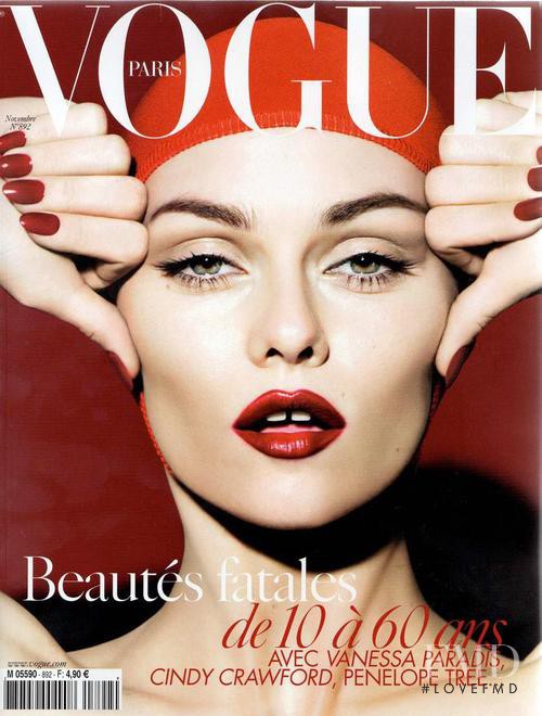 Vanessa Paradis featured on the Vogue France cover from November 2008