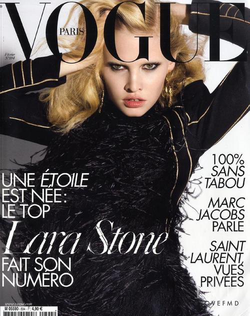 Lara Stone featured on the Vogue France cover from February 2009