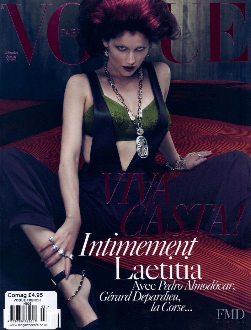 Laetitia Casta featured on the Vogue France cover from January 2010