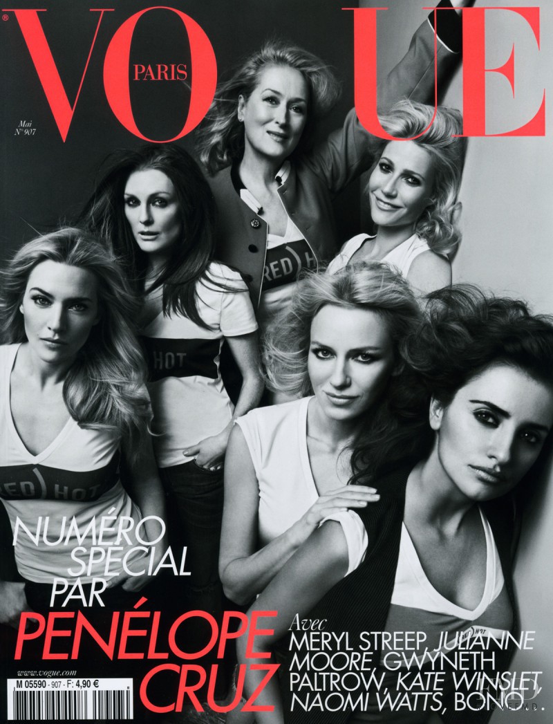 Penélope Cruz, Naomi Watts, Gwyneth Paltrow, Meryl Streep, Julianne Moore & Kate Winslet featured on the Vogue France cover from May 2010