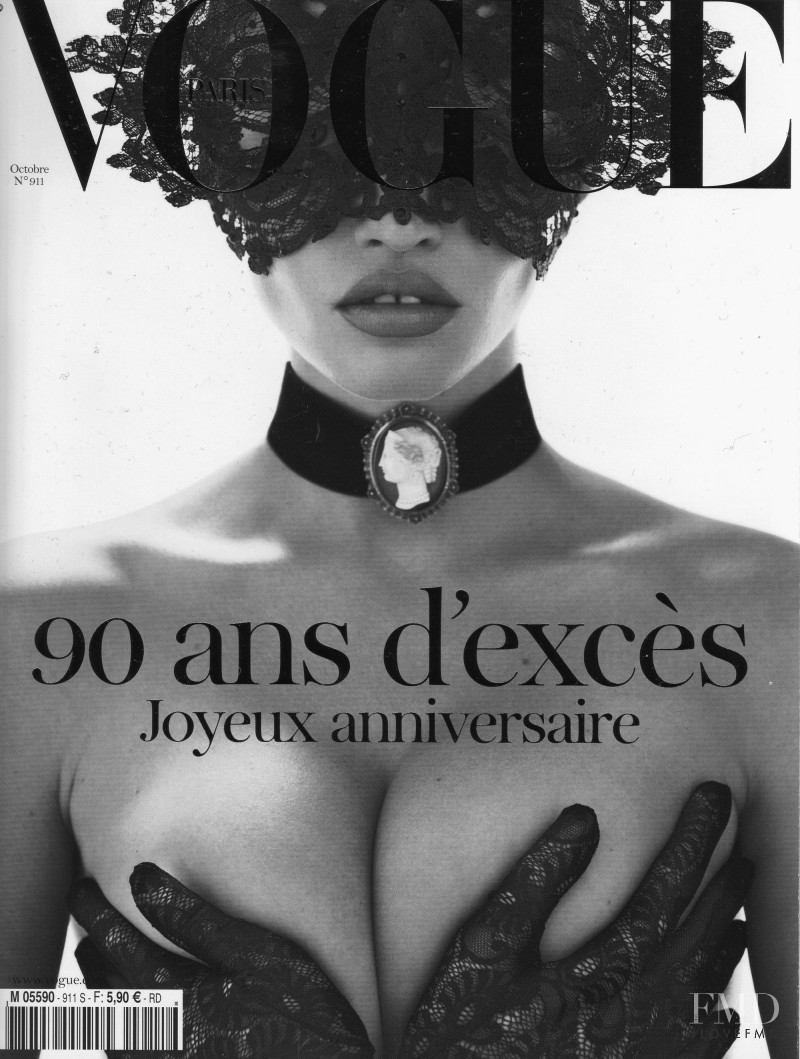 Lara Stone featured on the Vogue France cover from October 2010