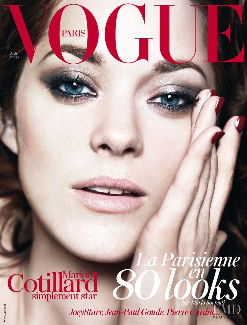 Marion Cotillard featured on the Vogue France cover from August 2012
