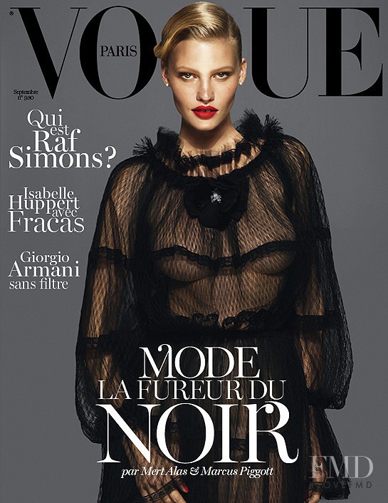 Lara Stone featured on the Vogue France cover from September 2012