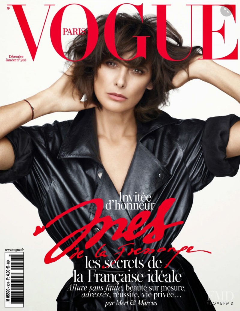 Ines De La Fressange featured on the Vogue France cover from December 2014