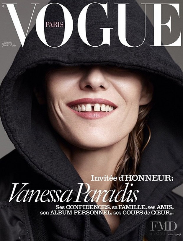 Vanessa Paradis featured on the Vogue France cover from December 2015
