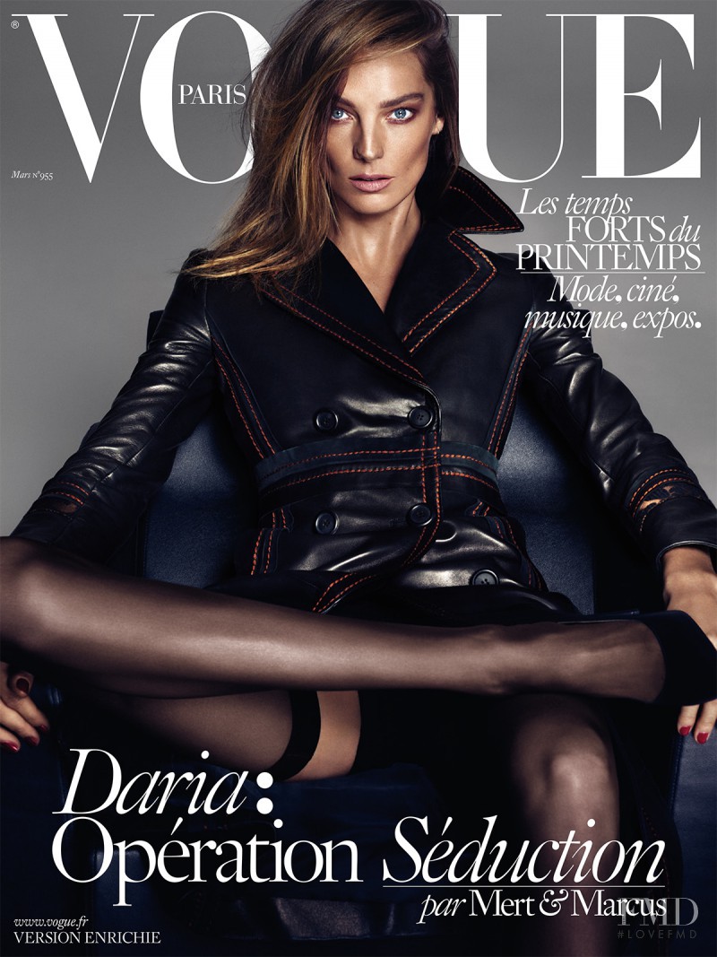 Daria Werbowy featured on the Vogue France cover from March 2015