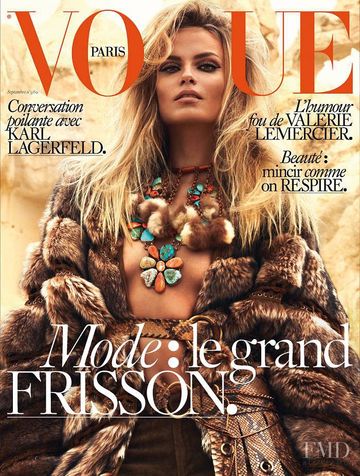Natasha Poly featured on the Vogue France cover from September 2015