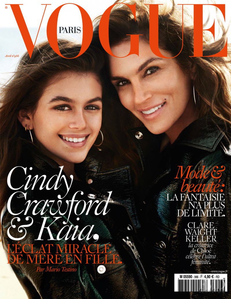 Cindy Crawford, Kaia Gerber featured on the Vogue France cover from April 2016