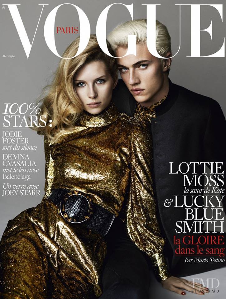 Lottie Moss, Lucky Blue Smith featured on the Vogue France cover from May 2016