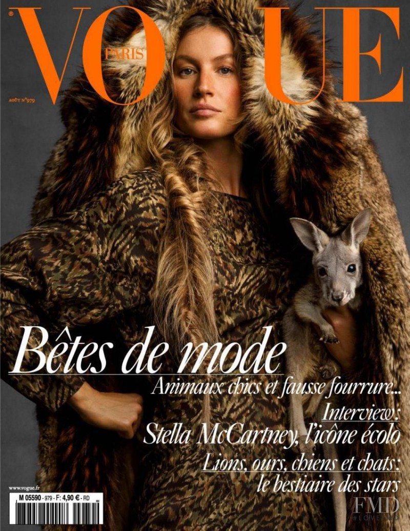 Gisele Bundchen featured on the Vogue France cover from August 2017