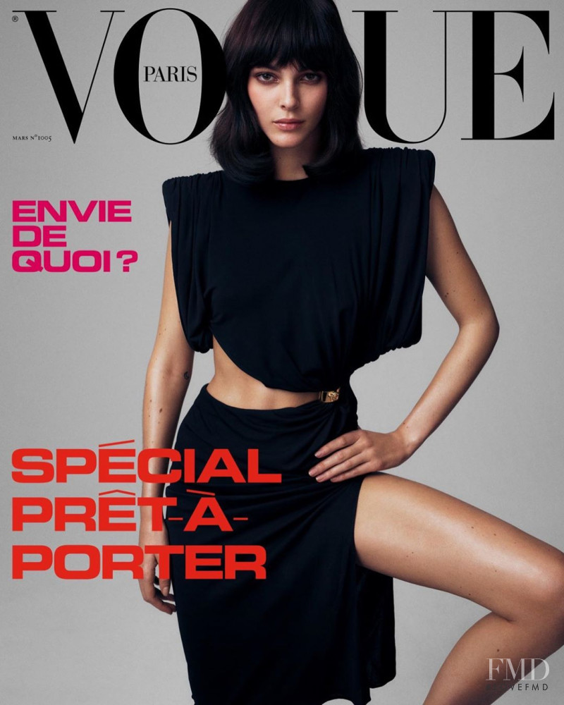 Vittoria Ceretti featured on the Vogue France cover from March 2020