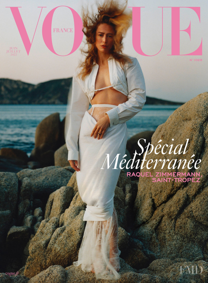Raquel Zimmermann featured on the Vogue France cover from June 2022