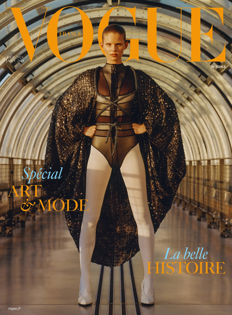 Ida Heiner featured on the Vogue France cover from December 2023