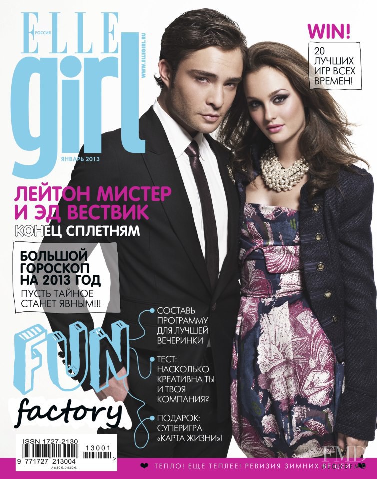 Ed Westwick, Leighton Meester featured on the Elle Girl Russia cover from January 2013