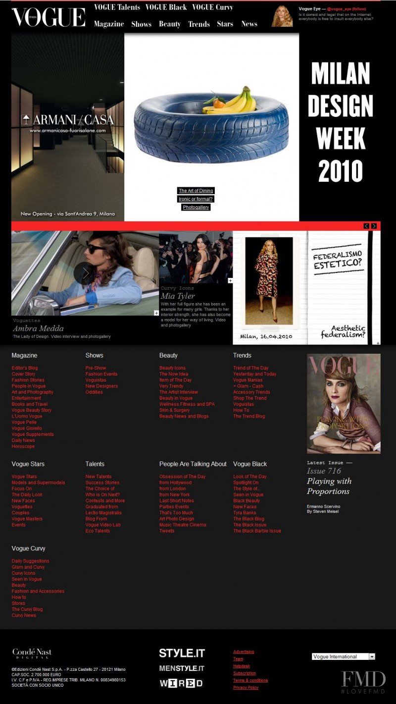  featured on the Vogue.it screen from April 2010