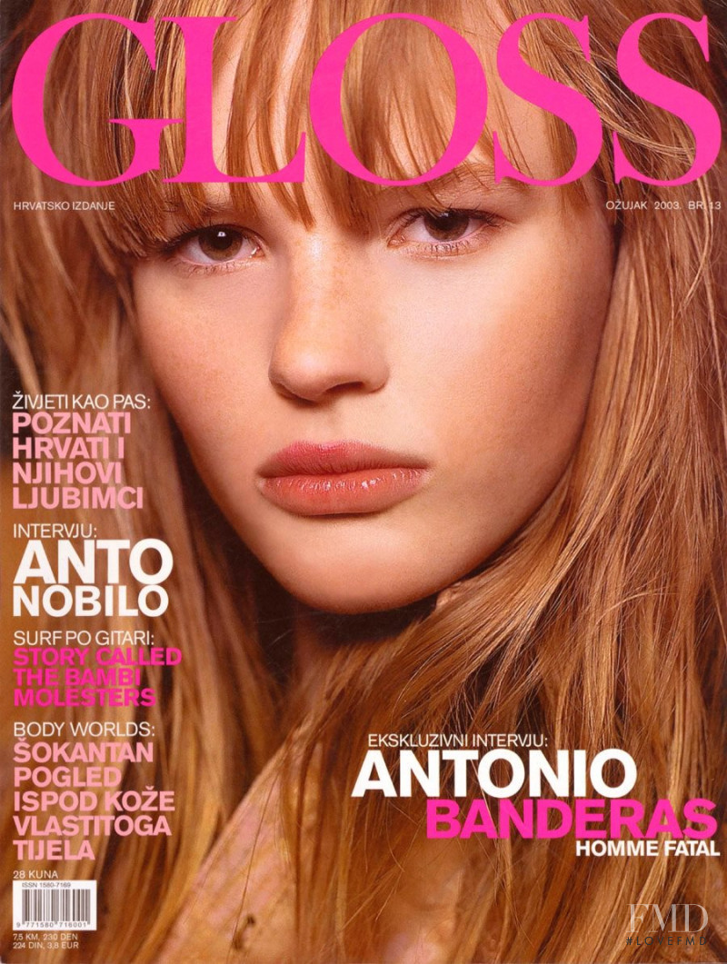 Anne Vyalitsyna featured on the Gloss Croatia cover from March 2003