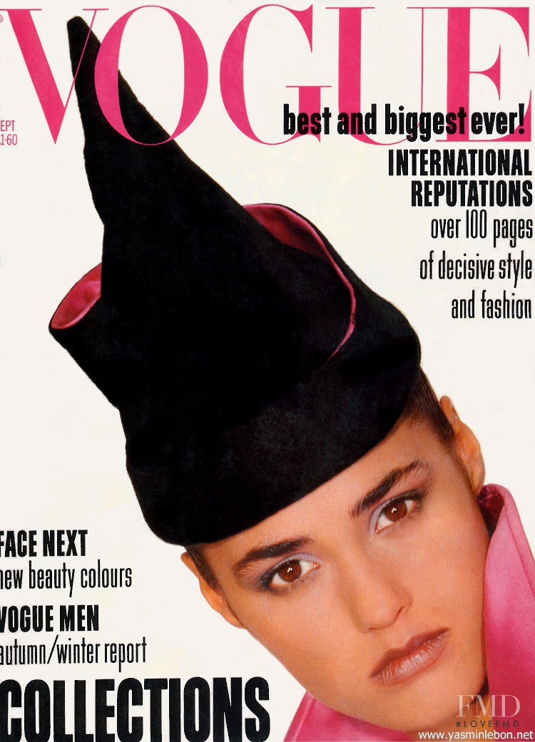 Yasmin Le Bon featured on the Vogue UK cover from September 1985