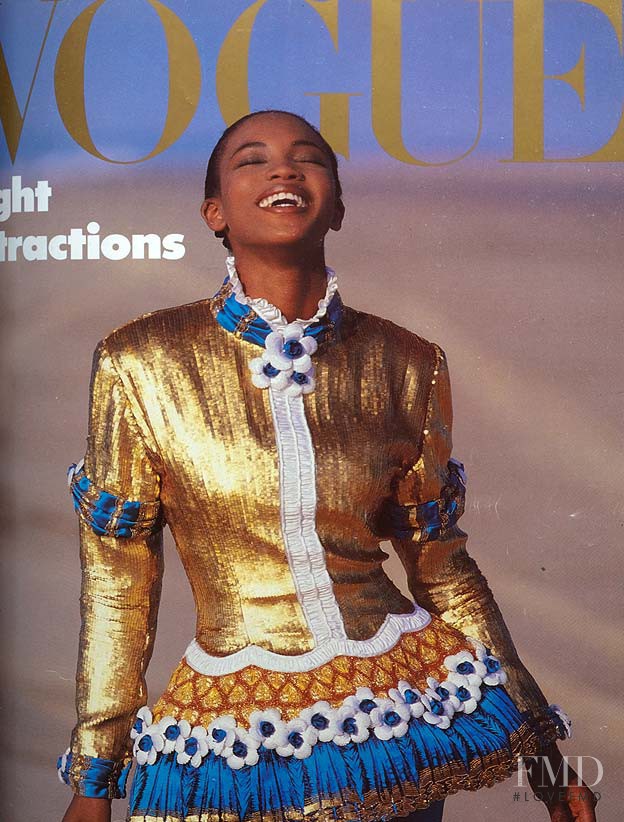 Naomi Campbell featured on the Vogue UK cover from December 1987