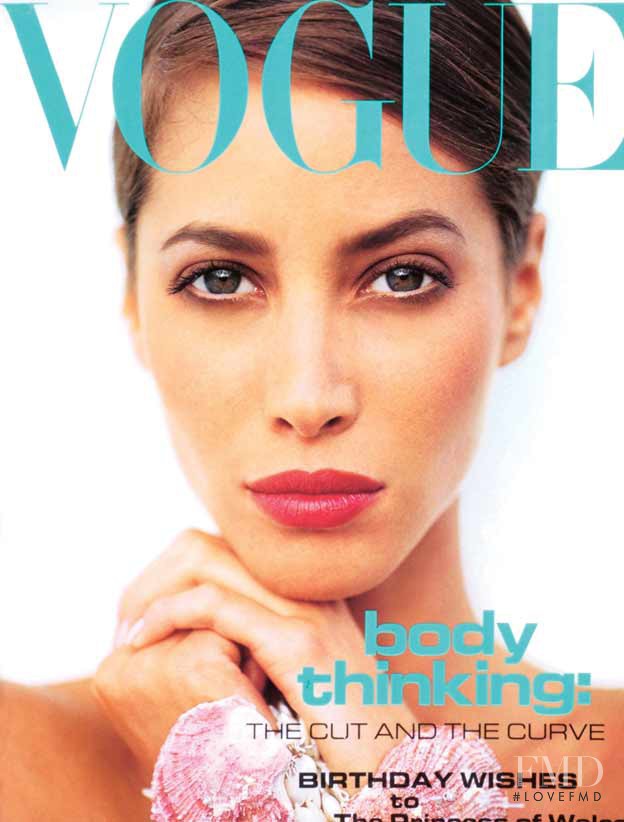 Christy Turlington featured on the Vogue UK cover from July 1991