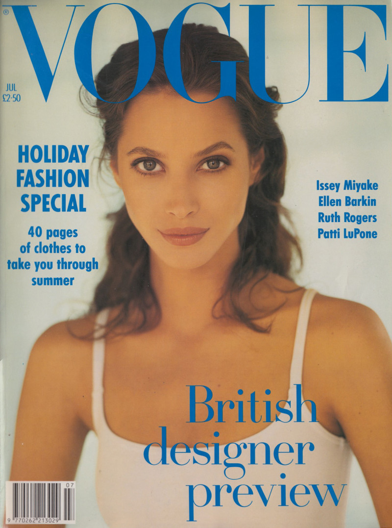 Christy Turlington featured on the Vogue UK cover from July 1993