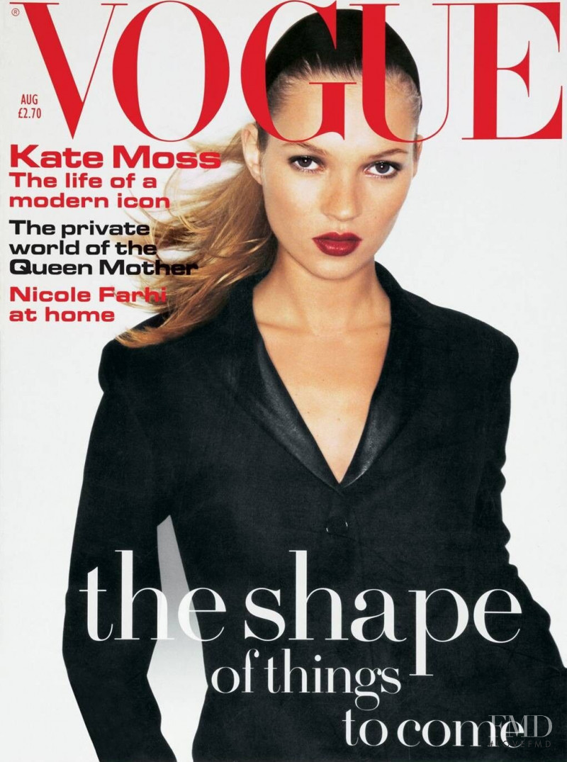 Kate Moss featured on the Vogue UK cover from August 1994