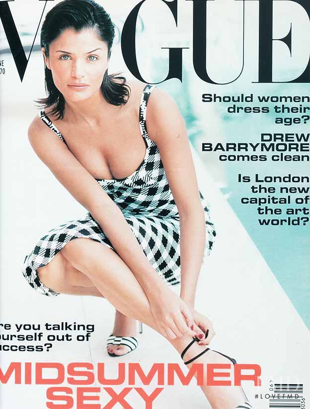 Helena Christensen featured on the Vogue UK cover from June 1995