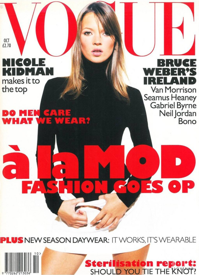 Kate Moss featured on the Vogue UK cover from October 1995