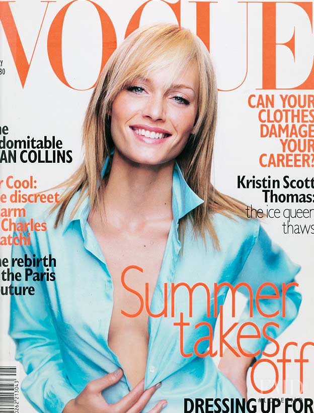 Amber Valletta featured on the Vogue UK cover from May 1996