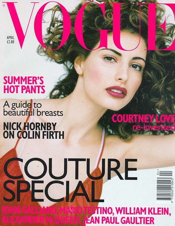 Elsa Benitez featured on the Vogue UK cover from April 1997