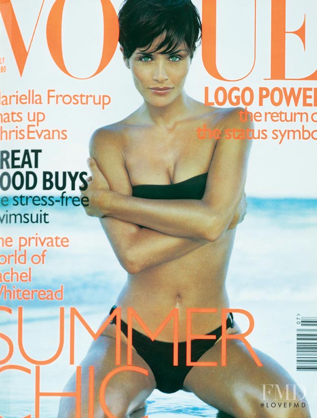 Helena Christensen featured on the Vogue UK cover from July 1997