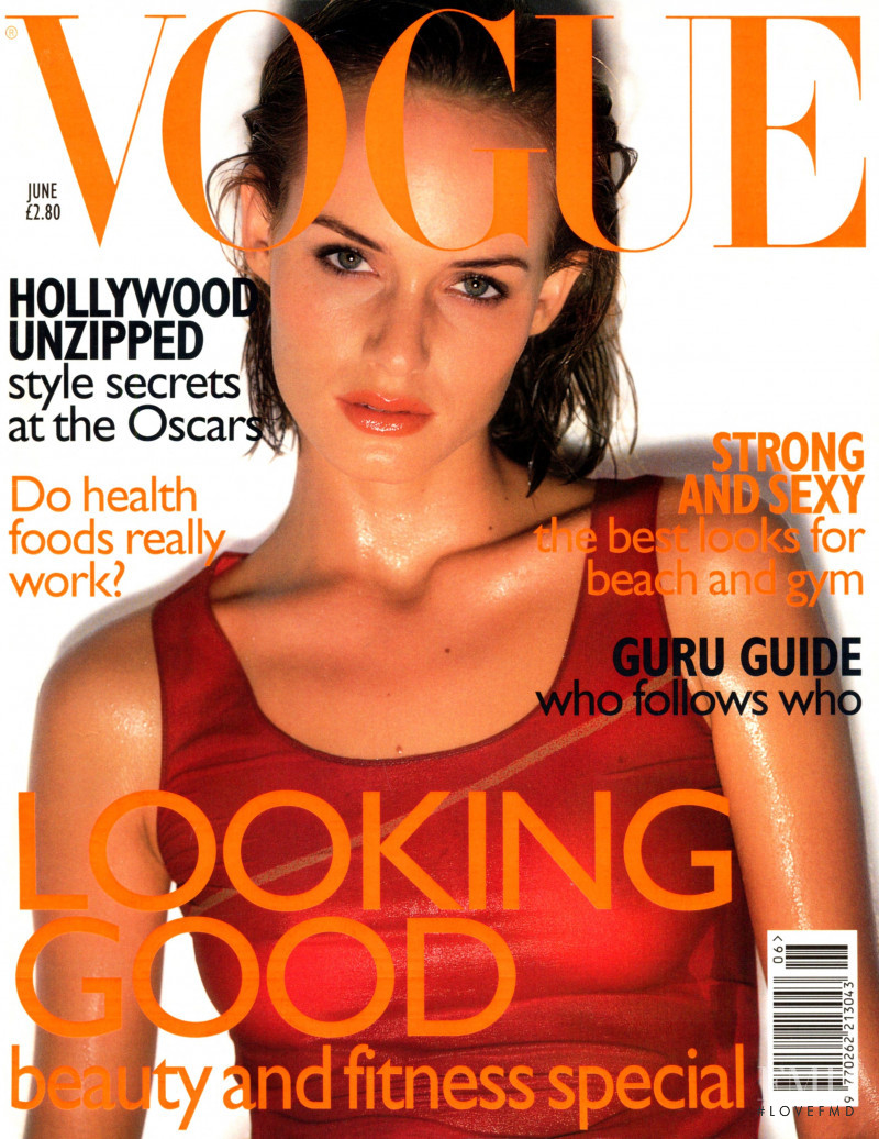Amber Valletta featured on the Vogue UK cover from June 1997