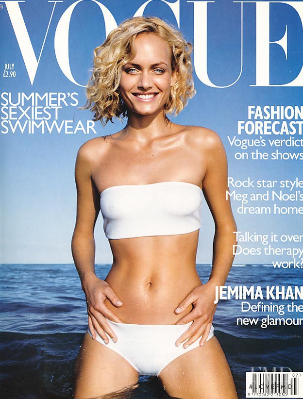 Amber Valletta featured on the Vogue UK cover from July 1998