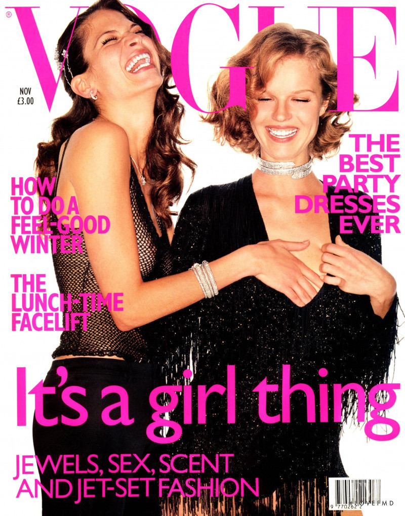 Frankie Rayder, Eva Herzigova featured on the Vogue UK cover from November 1999