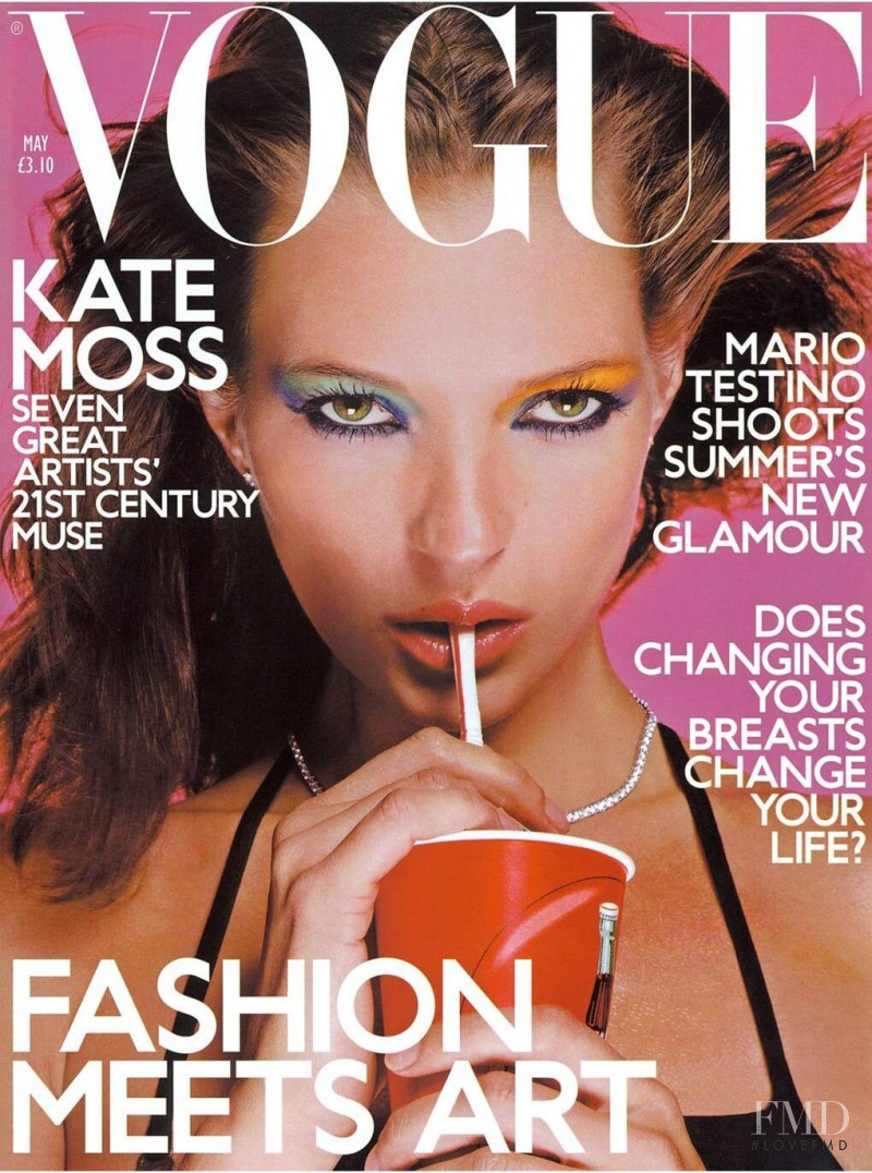 Kate Moss featured on the Vogue UK cover from May 2000
