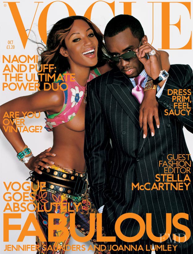 Naomi Campbell featured on the Vogue UK cover from October 2001