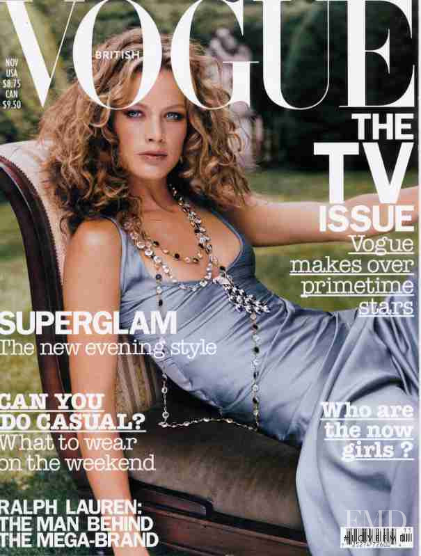 Carolyn Murphy featured on the Vogue UK cover from November 2002