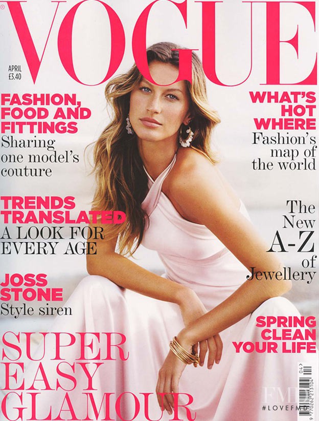 Gisele Bundchen featured on the Vogue UK cover from April 2005