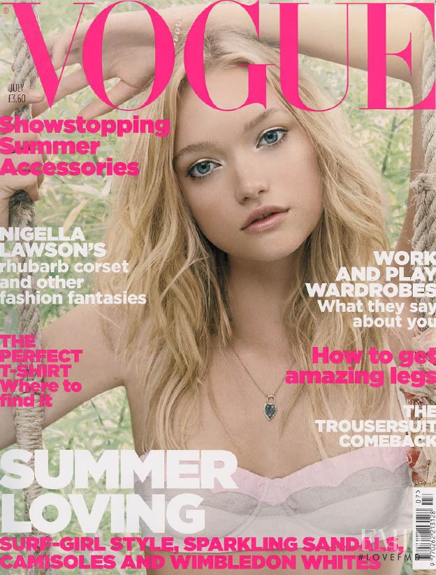 Gemma Ward featured on the Vogue UK cover from July 2006
