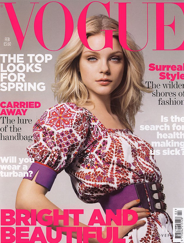Jessica Stam featured on the Vogue UK cover from February 2007