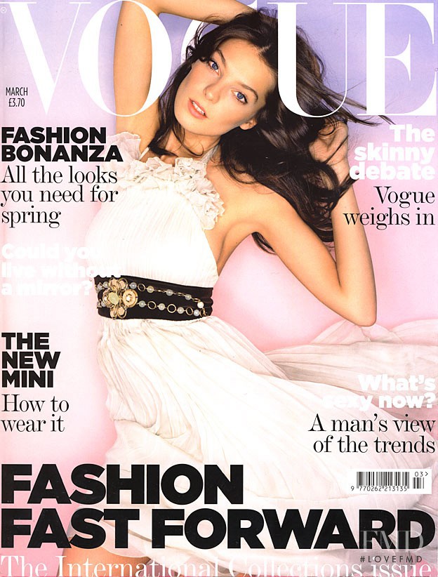 Daria Werbowy featured on the Vogue UK cover from March 2007