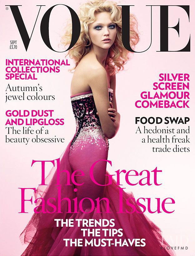 Sasha Pivovarova featured on the Vogue UK cover from September 2007