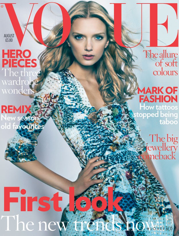 Lily Donaldson featured on the Vogue UK cover from August 2008