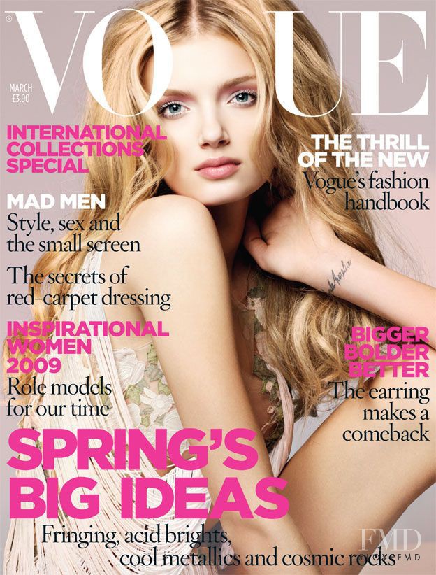 Lily Donaldson featured on the Vogue UK cover from March 2009