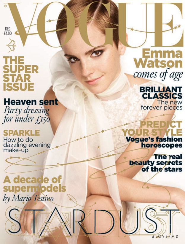 Emma Watson featured on the Vogue UK cover from December 2010