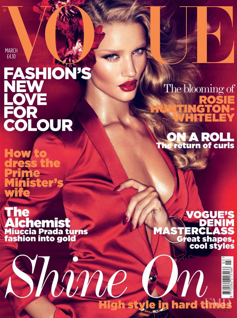 Rosie Huntington-Whiteley featured on the Vogue UK cover from March 2011