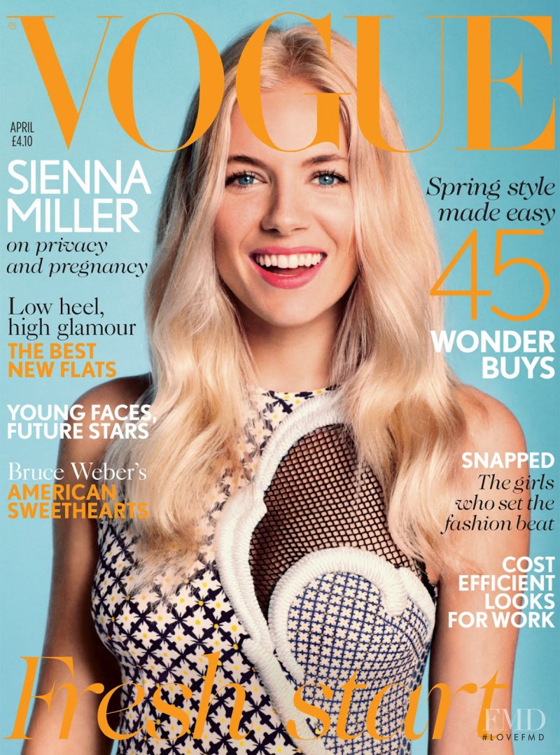 Sienna Miller featured on the Vogue UK cover from April 2012