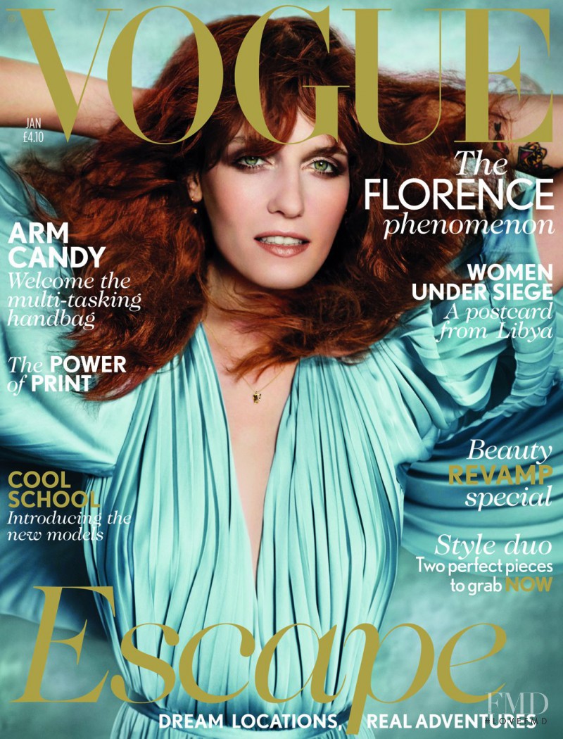 Florence Welch featured on the Vogue UK cover from January 2012