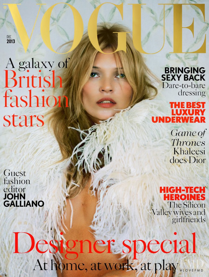 Kate Moss featured on the Vogue UK cover from December 2013