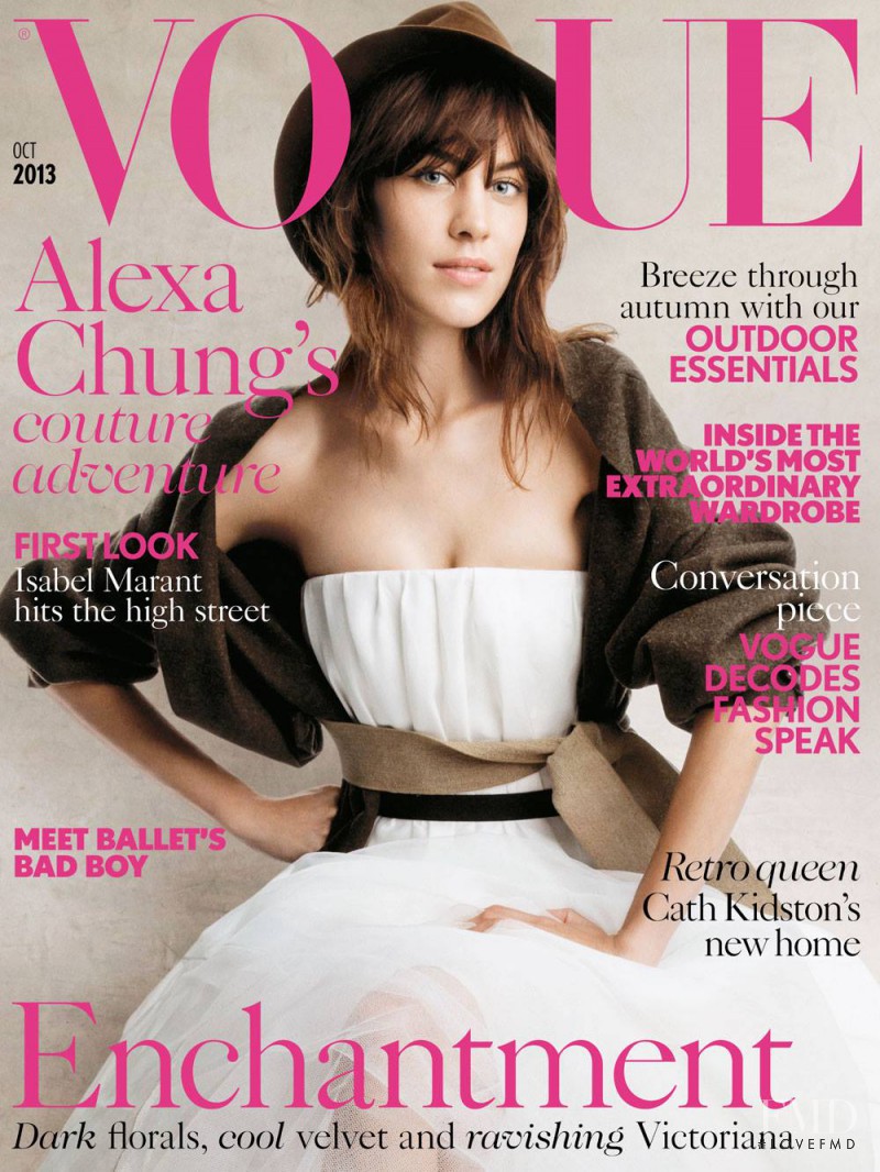 Alexa Chung featured on the Vogue UK cover from October 2013